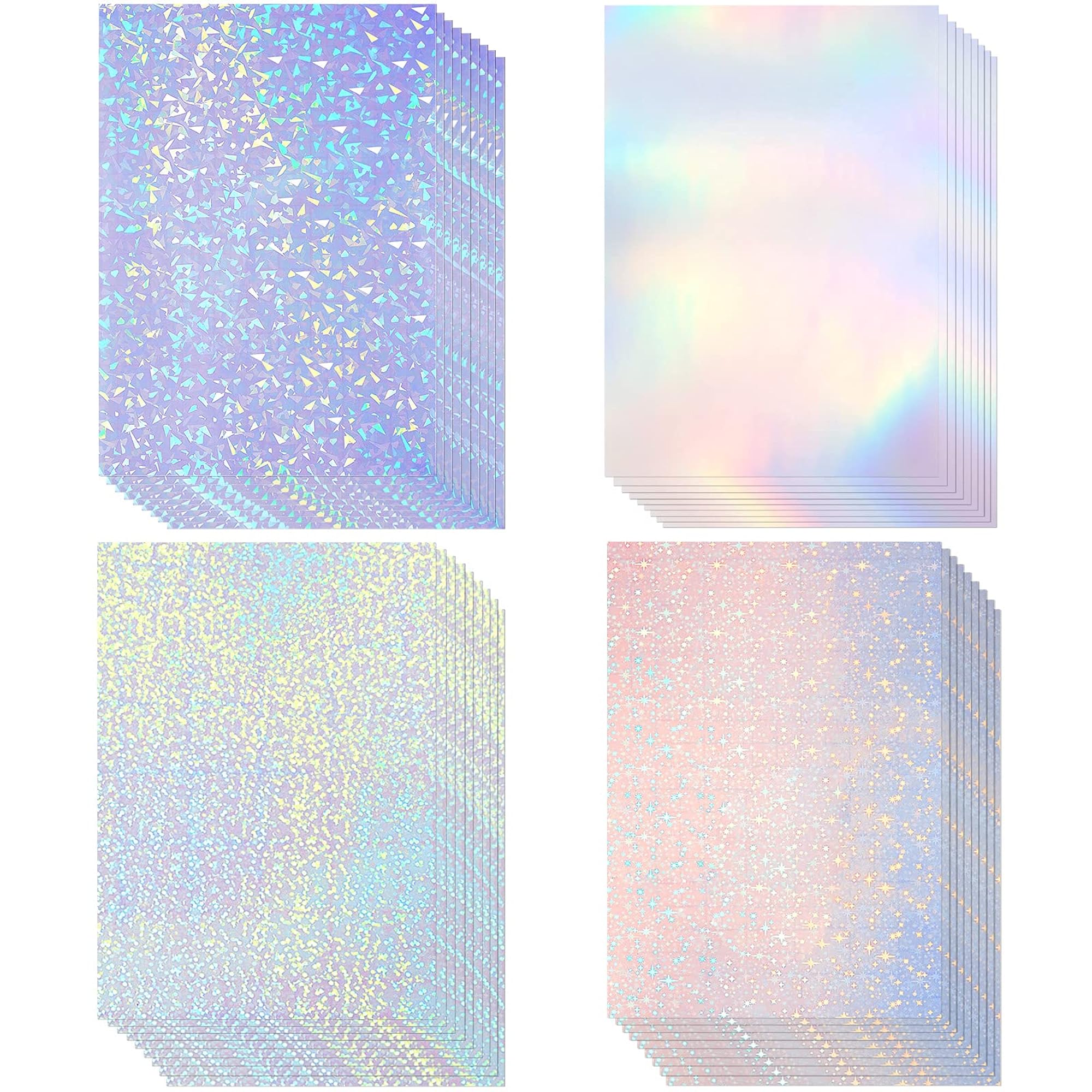36 Sheets Holographic Stickers Paper, Clear A4 Vinyl Sticker Paper