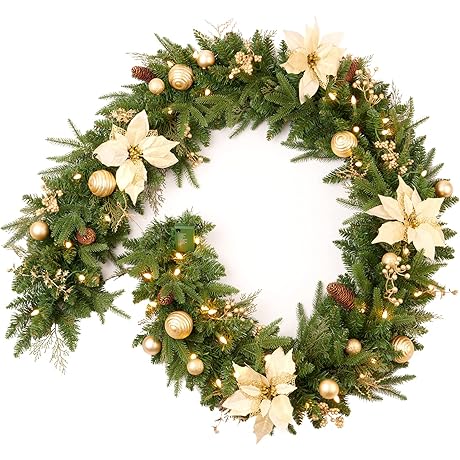 Pre-lit 9ft Christmas Garland with Warm Glow