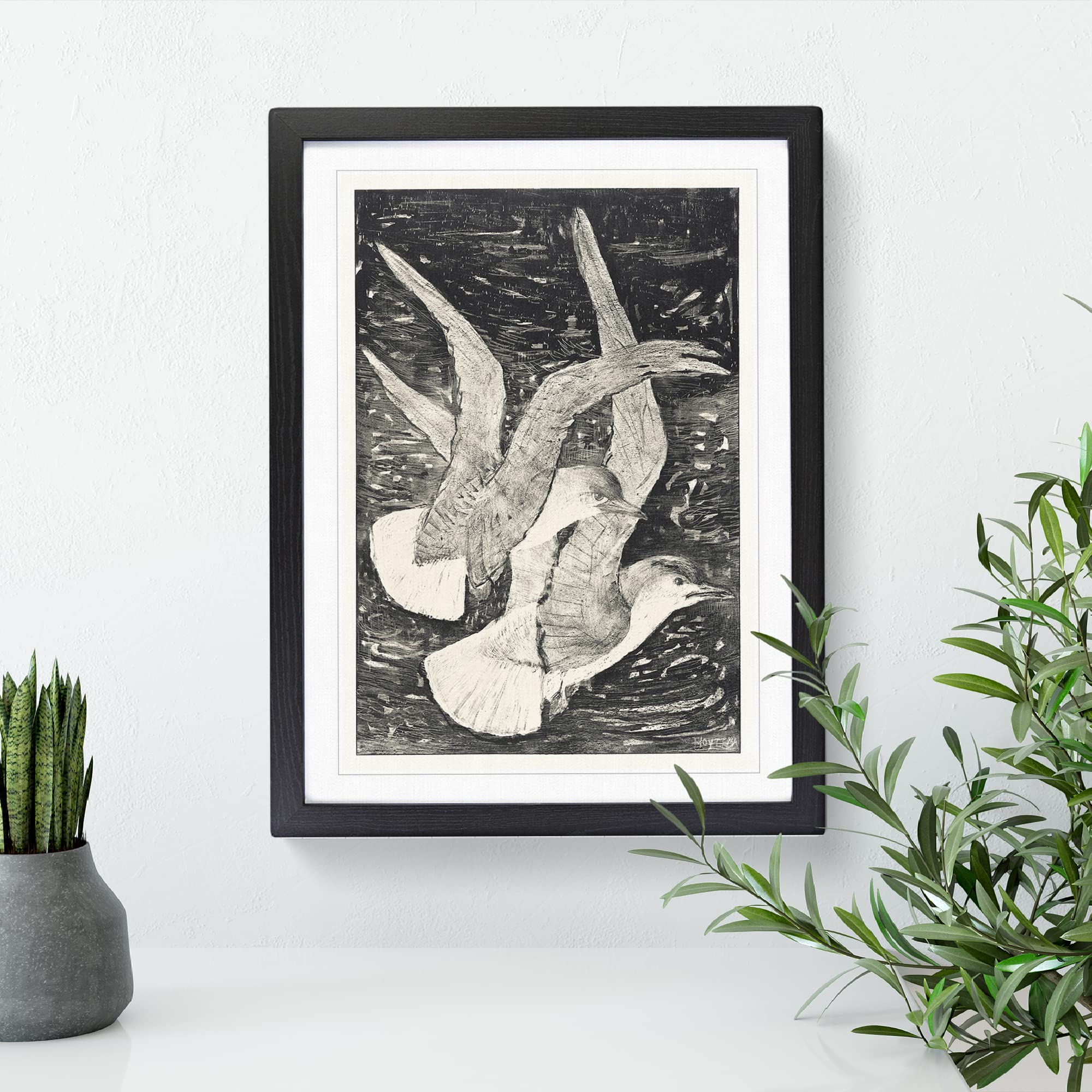 Two Flying Seagulls By Theo Van Hoytema Classic Painting Framed Wall Art Print - Image 2
