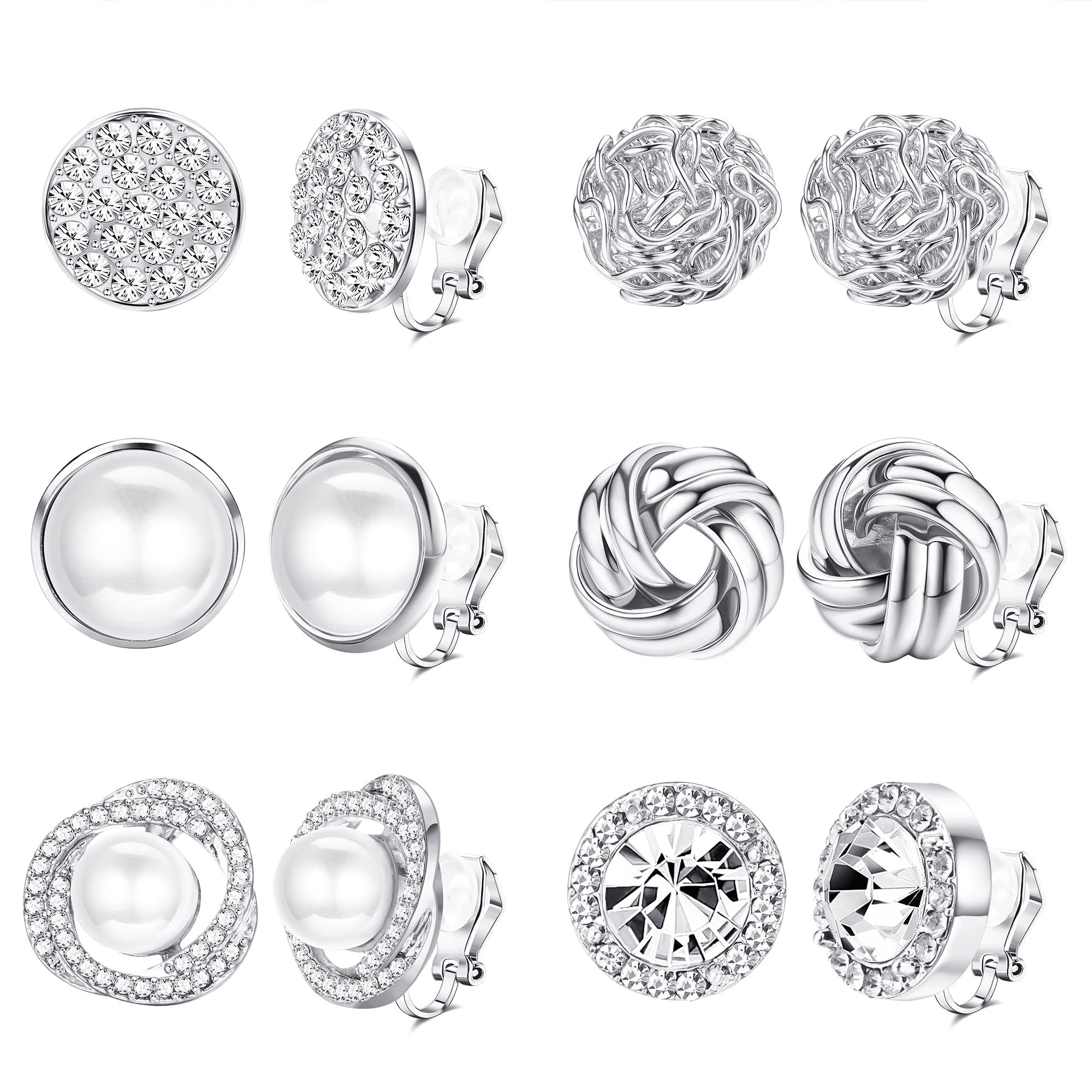 Milacolato 4 Pairs Stainless Steel Magnetic Stud Earrings For Men Women Non Piercing Clip On CZ Earrings 6 8mm 2