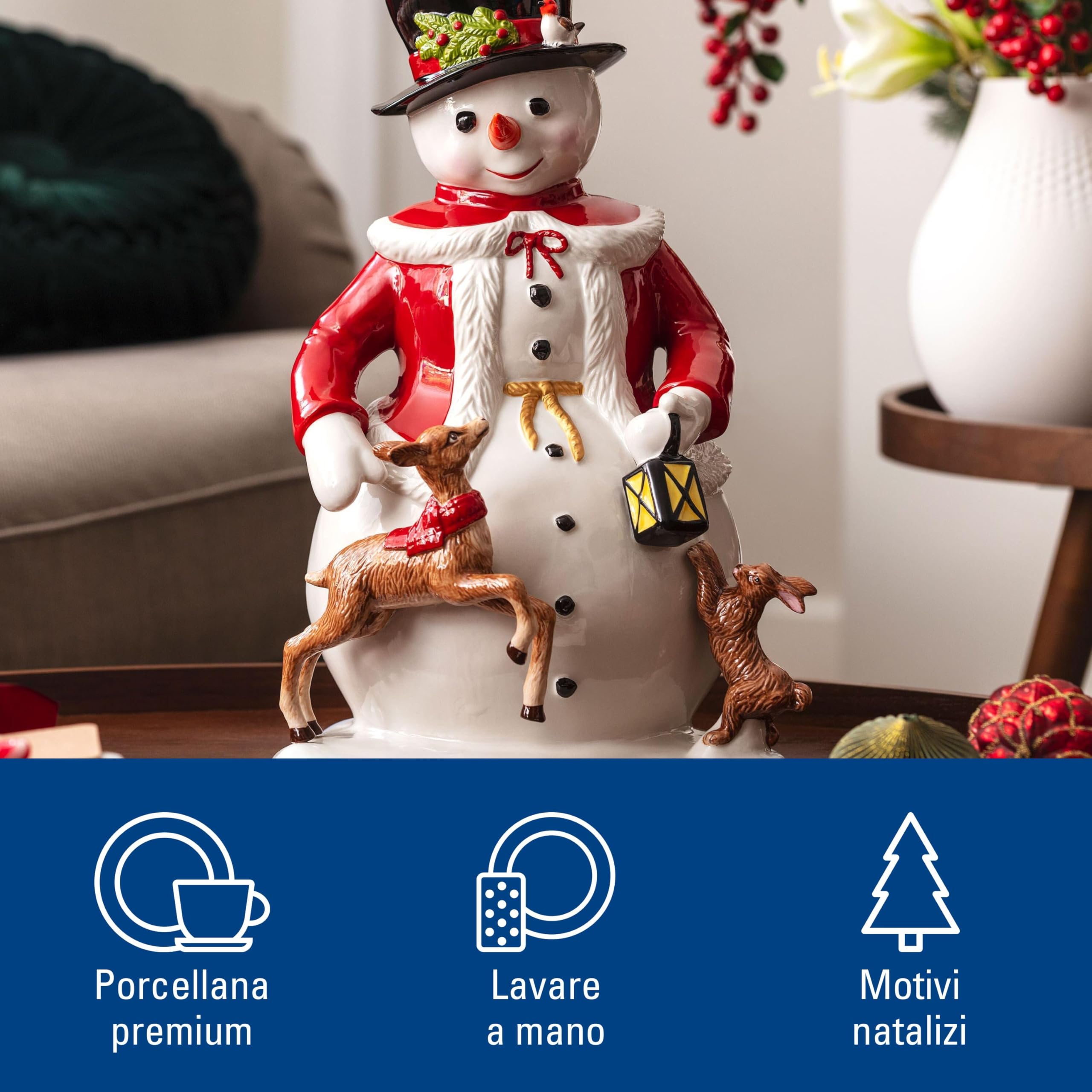 Villeroy & Boch - Christmas Toy's Memory Pupazzo di Neve Variopinto, Figura, Decorazione Natalizie, Decorazioni, Xmas, Natale, Porcellana