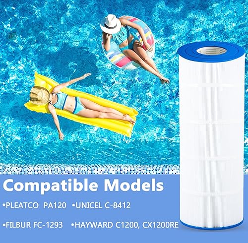Miniatura 3 de Filtro de piscina C1200 compatible con Hayward C1200, CX1200RE, Pleatco PA120, Unicel C-8412, Filbur FC-1293, Clearwater II 125, Waterway Pro Clean
