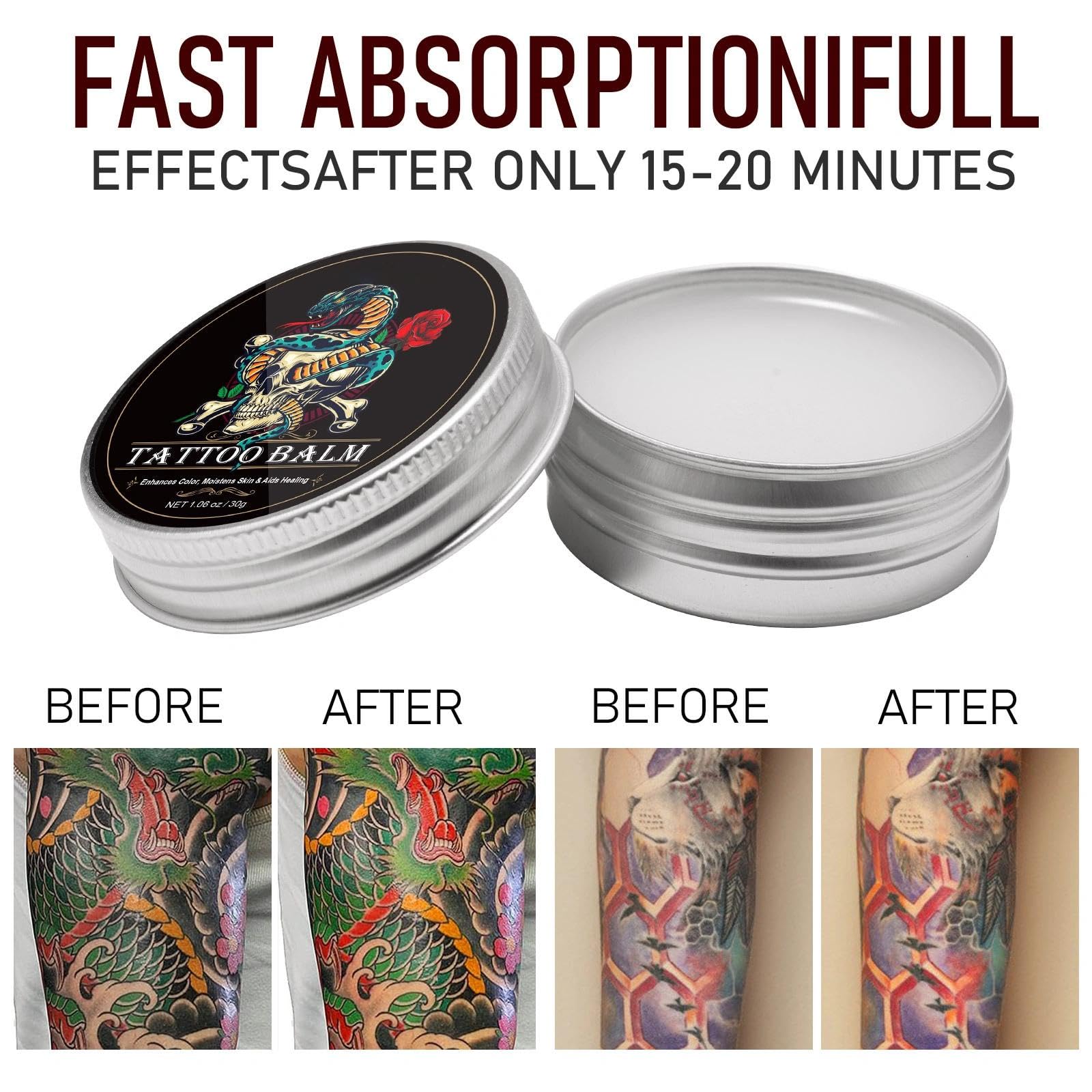 Tattoo Aftercare Butter Cream Balm, Old & New Tattoo Moisturizer for Color Enhance Promotes Ink, No-Petroleum, for Daily Maintenance - Image 2