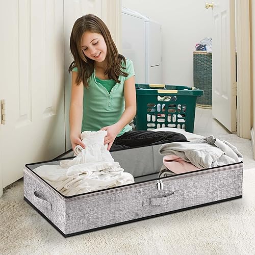 Miniatura 5 de Contenedores de almacenamiento debajo de la cama, organizadores de ropa debajo de la cama con cremallera resistente, bolsas de almacenamiento