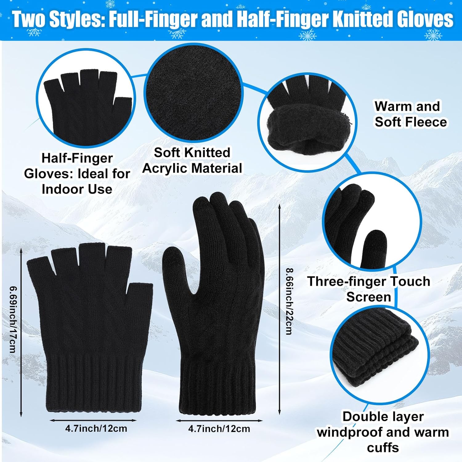 8 Pcs Winter Warm Beanie Hat Scarf Glove Socks Set for Men Fleece Lining Thermal Knitted Earflap Cap Gift Outdoor - Image 4