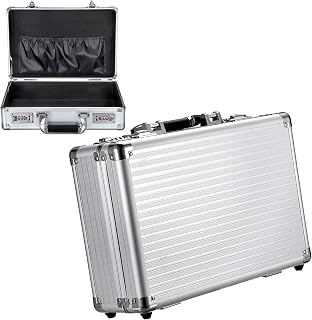 File Organizer Storage Box with Combination Lock and Handle, Silver