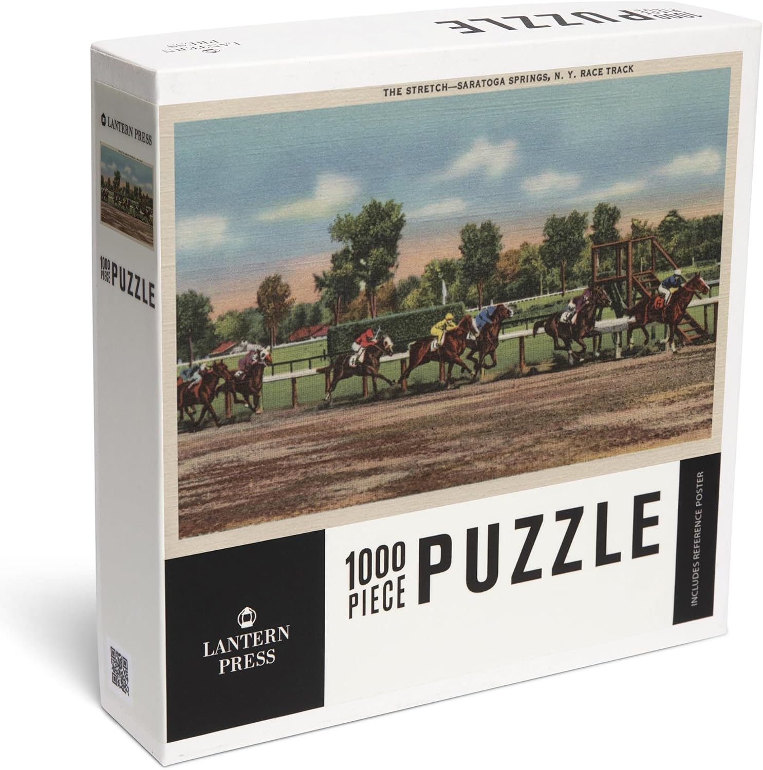 "Lantern Press Saratoga Springs, NY, Horse Race Track Scene, 1000 Piece Jigsaw Puzzle for Adults, Made in USA with Reference Poster"