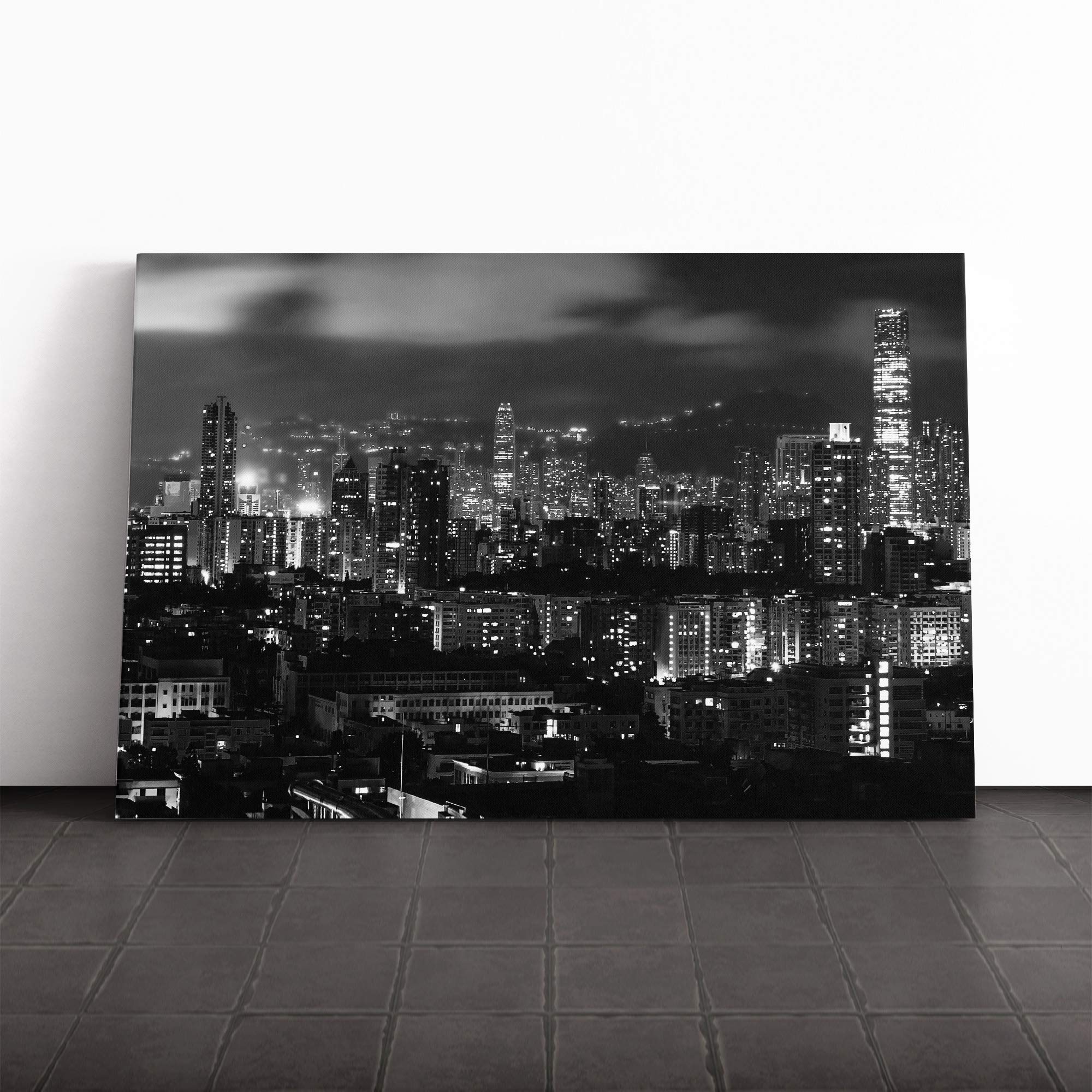 Hong Kong City Skyline China (5) Canvas Print | Gallery Wrapped 30mm Frame Wall Art | 30x20 inches | Ready to Hang | Modern Cityscape Picture | Living Room Bedroom Lounge Office