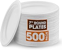 Vista 9 de Cheer Collection Platos biodegradables de 7 pulgadas, platos de papel 100% compostables, platos desechables ecológicos para alimentos calientes