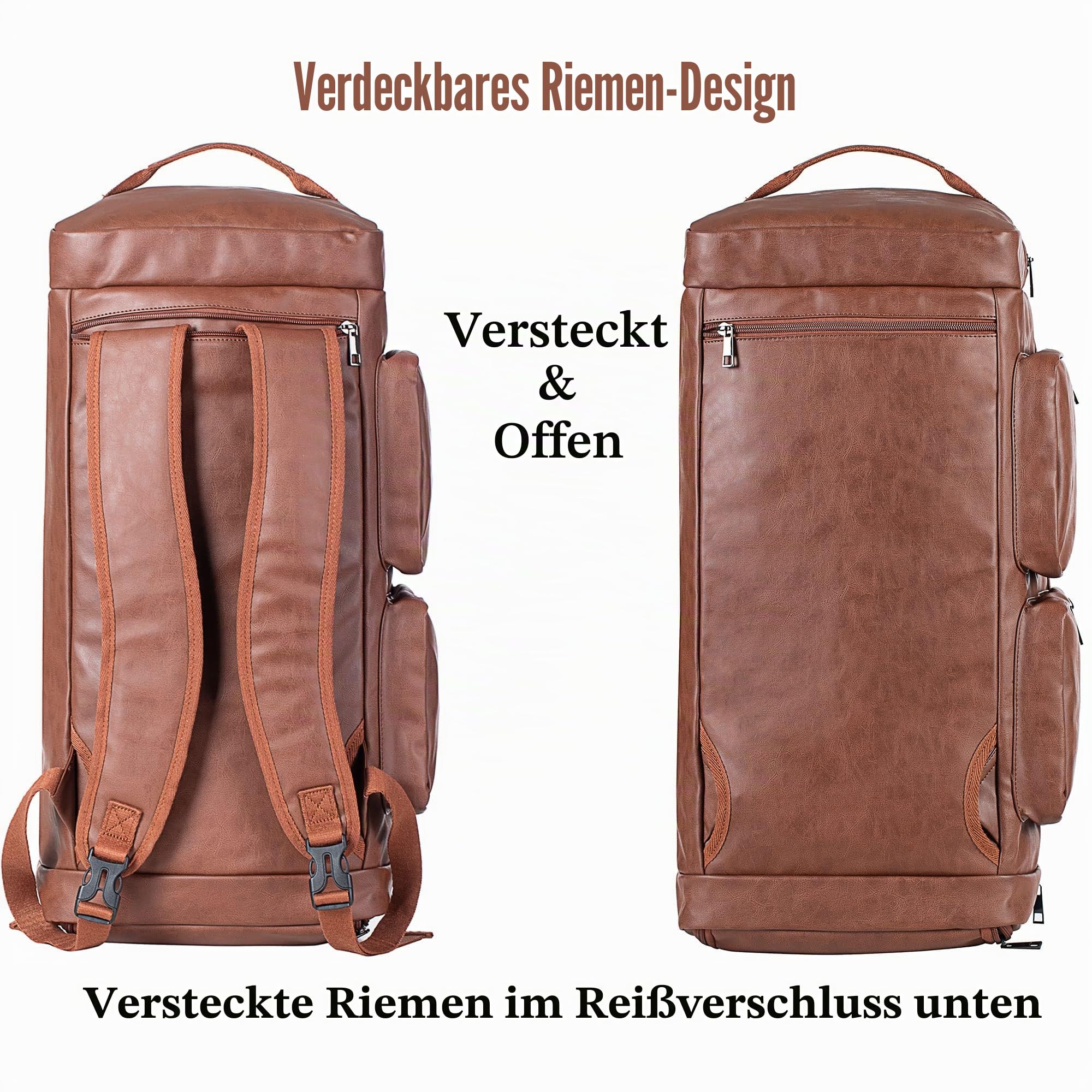 seyfocnia Reisetasche mit Schuhbeutel Reise Tasche für die Nacht, PU Leder übergroße Wochenendtasche, große Handgepäcktasche, Reisetasche für Damen und Herren