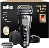 Braun Series 9 Pro + Electric Beard Razor, Wet & Dry, 5+1 Ultra Thin Precision Blades, Men's Beard Trimmer, Beard Razor, 60 Min Use, Extra Replacement Head, Charging Base, 9617PSI, Silver - 1