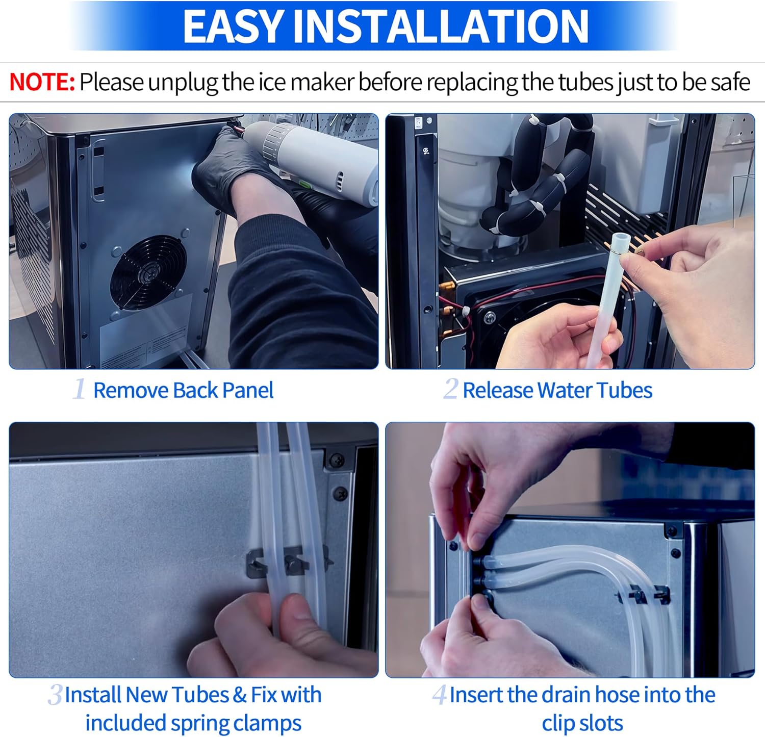 Ice Maker Drain Tube Fit for GE 2.0, Water Line Replacement for Original GE Opal Nugget Countertop Ices Maker, External Silicone Water Tube Fit for Opal Ice Maker Tubing Replacement Parts