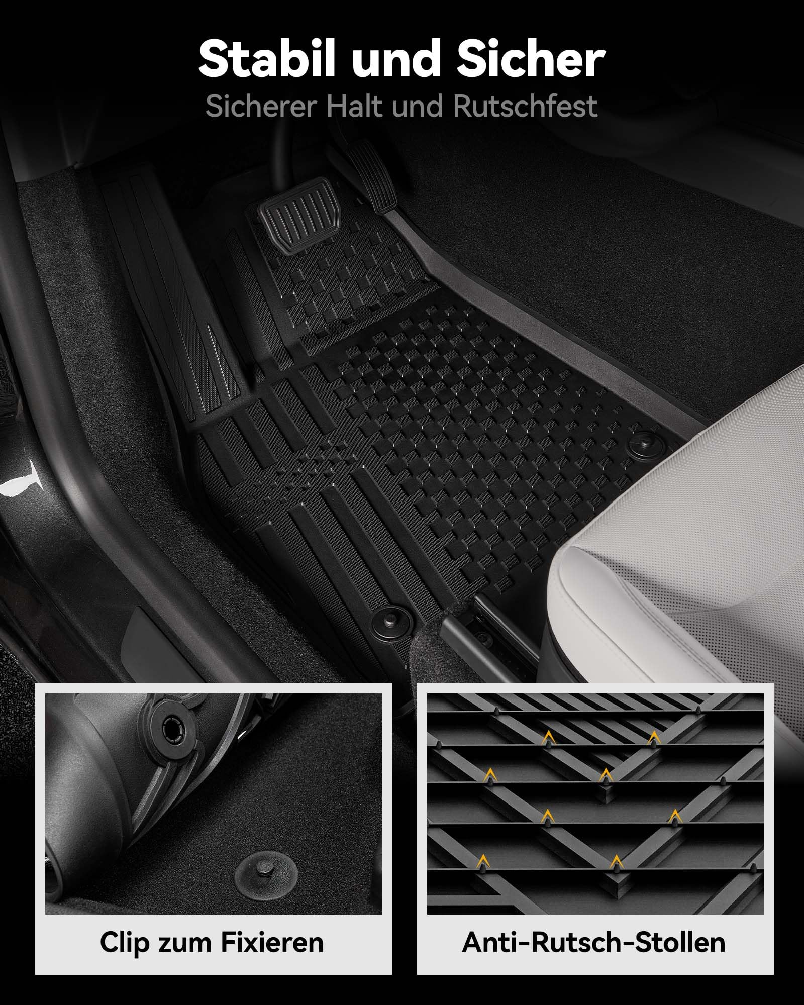 3W für Tesla Model Y Neu 2025 2026 Juniper Premium/Performance/Standard Fußmatten und Kofferraumwanne, TPE Allwetter Fussmatte und Kofferraummatte Autofußmatten Zubehör
