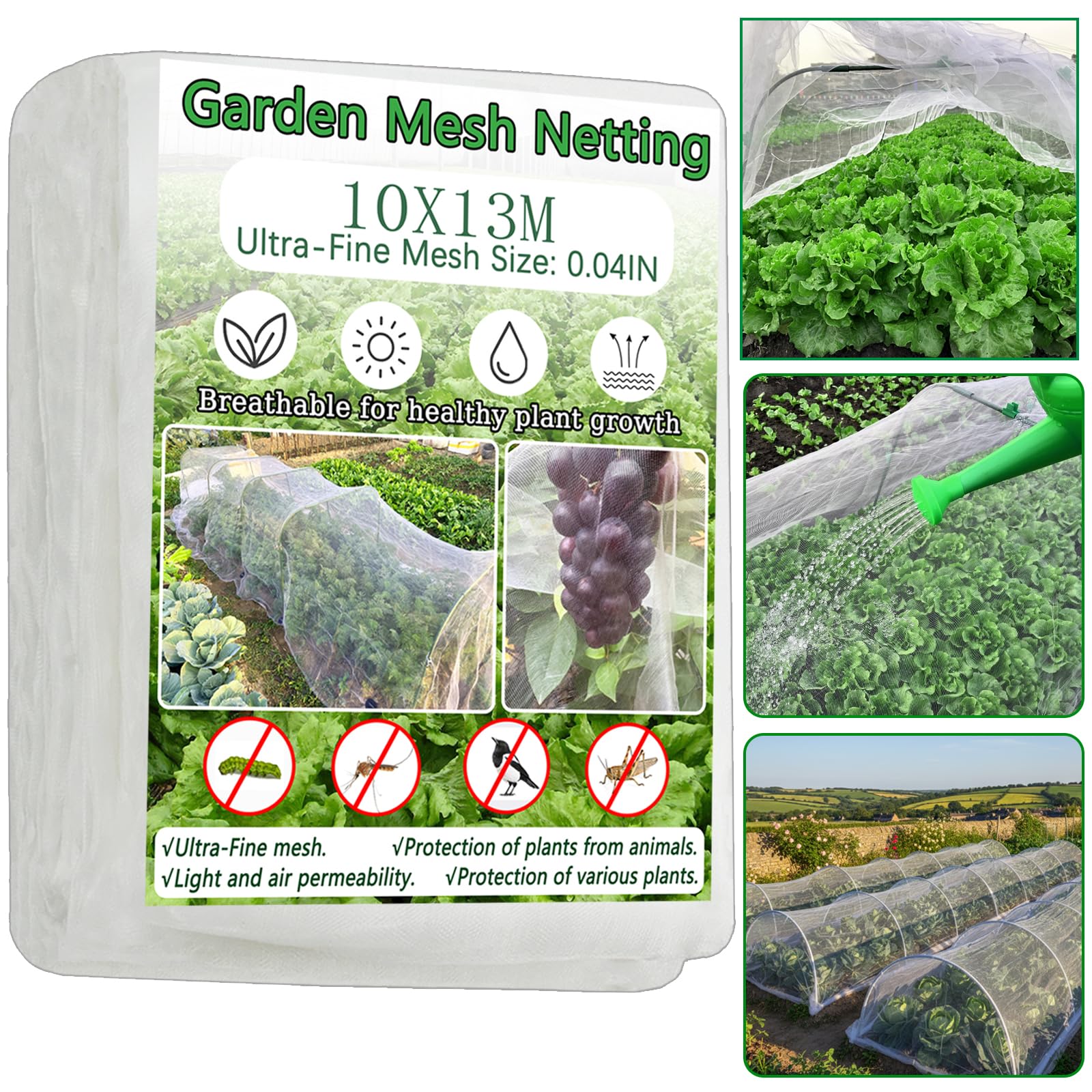 Red de jardín de 3 x 13 m malla antipájaros para huerta y cultivo exterior 1