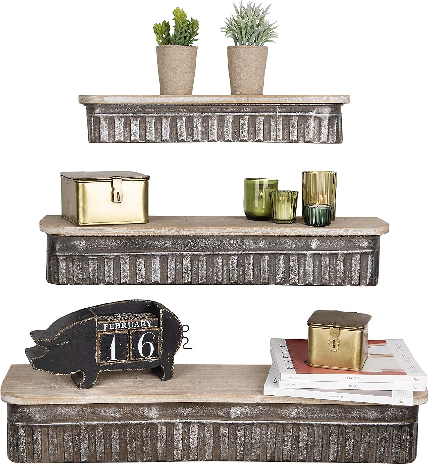 Review Creative Co-Op Metal & Wood Wall Shelves (Set of 3 Sizes)