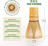 Vista 2 de TEANAGOO Matcha Whisk Set,Bamboo Matcha Whisk (100 prongs) with Black Holder,6-PCS Traditional Starter Set,Scoop (Chashaku),Bamboo Chasen for Making