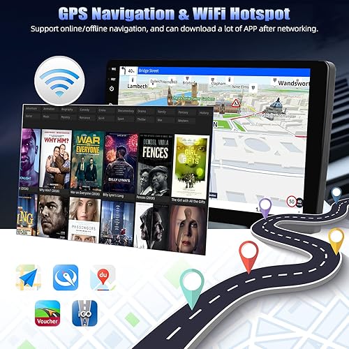 Miniatura 4 de Radio de coche Android de 10 pulgadas con pantalla táctil GPS Sat Navi estéreo AMprime 2 DIN Bluetooth WiFi FM receptor teléfono celular espejo