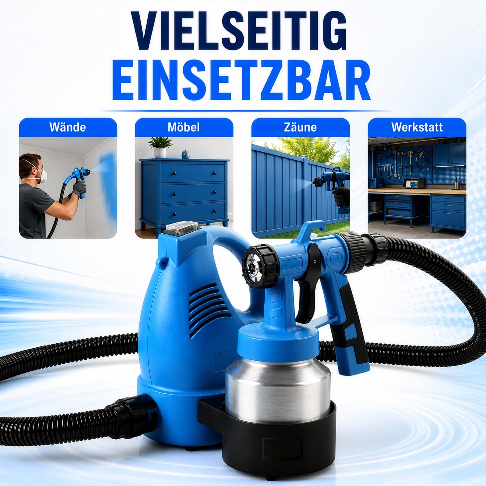 Wiltec Pistola pulverizadora 600W con Boquilla 2,5mm, depósito Aluminio 800ml, Manguera 1,5m y Correa – Pintura precisa y cómoda para Bricolaje o Uso Profesional