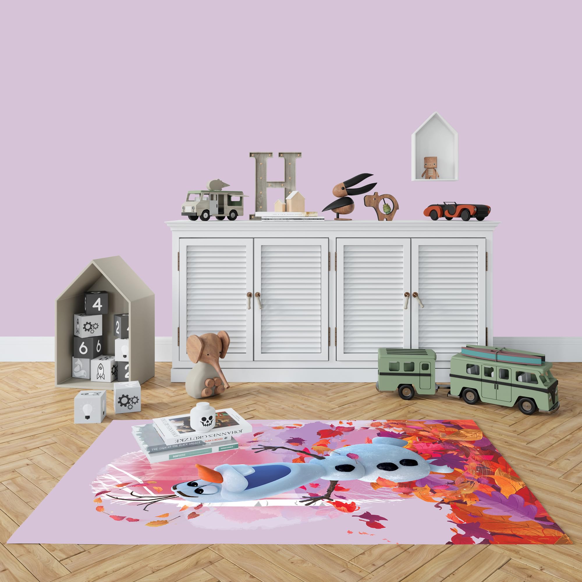 BERONAGE Disney Frozen 2 Tappeto da camera per bambini Olaf 100 cm x 133 cm, antiscivolo, antirumore per bambini, tappeto da gioco, tappetino da gioco, tappeto da ragazza Anna Elsa Olaf Sven Kristoff