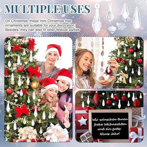Miniatura 3 de Barydat 50 adornos acrílicos para árbol de Navidad, adornos de cristal transparentes para colgar, colgantes de diamantes, cuentas, decoraciones de