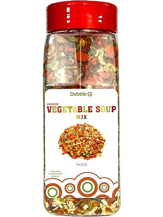 Premium Dried Vegetable Mix Veggies Only - 8 oz. - Dehydrated Mixed Bell Pepper, Carrot, Celery, Onion, and Tomato - Dubble O Brand