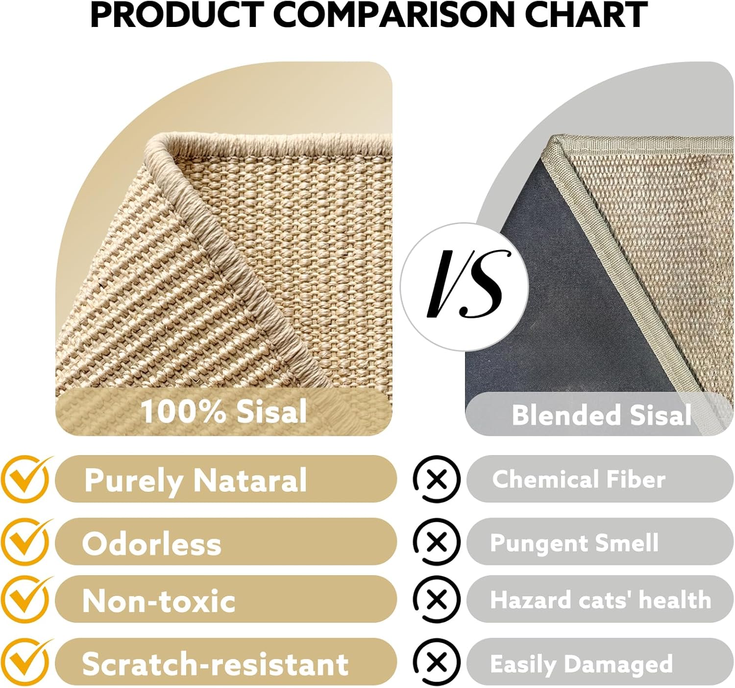 Sisal Cat Scratcher Toy with Ball Track, Natural Scratching Pad, Wooden Cat Toy with Non-Slip Base for Indoor Cats, Suitable for Kittens and Medium Cats