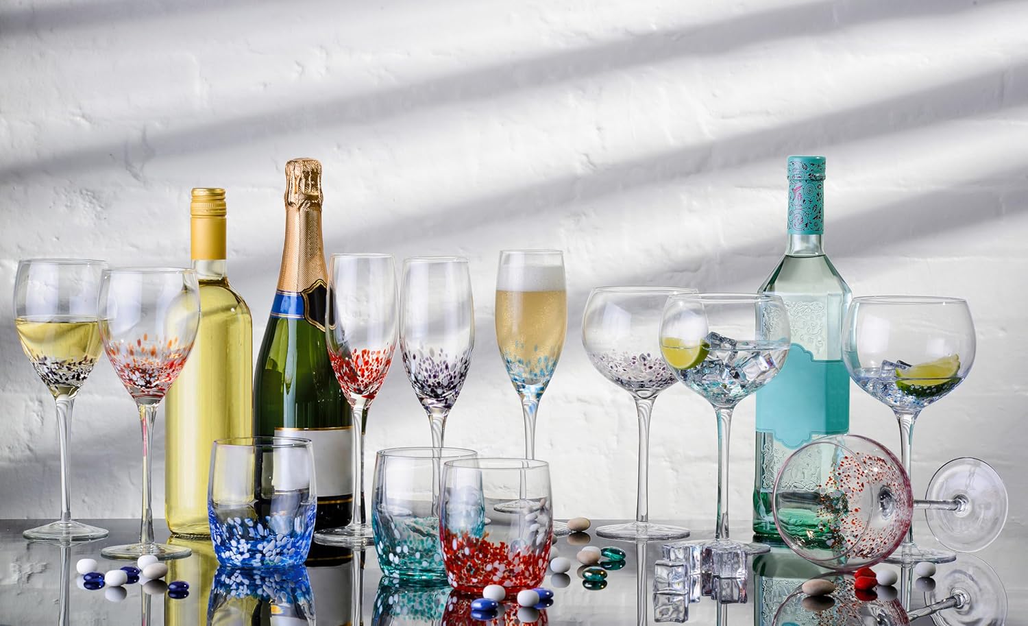 Speckle Handmade Wine Glasses Perfect for Wine, Water, or Beverages - 12 oz - Multi-colored - Set of 4 Elegant Wine Glasses