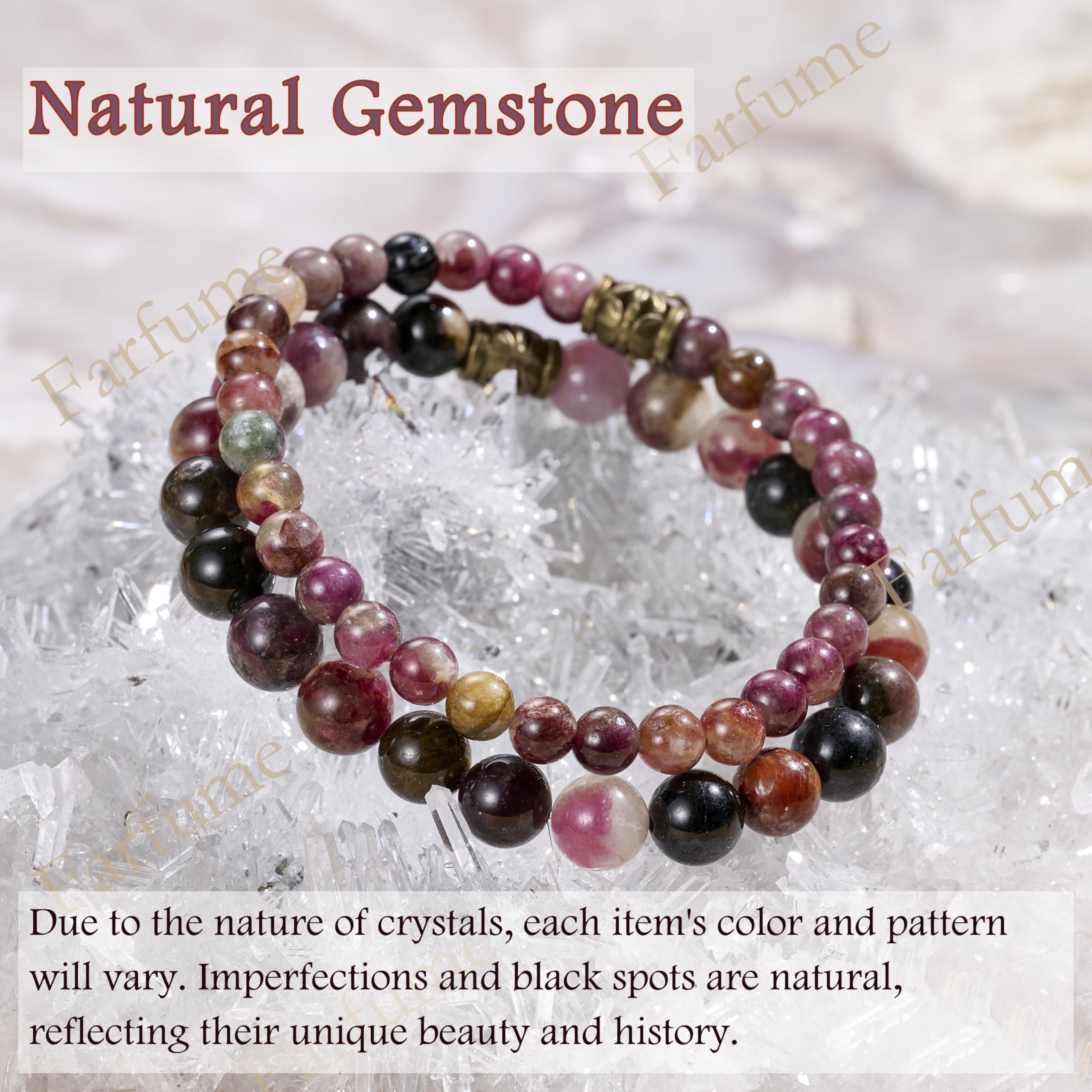 Farfume Braccialetti Chakra da donna - Bracciale con cristalli di pietre curative per donna Bracciale con pietre preziose naturali - Un set di braccialetti con doppia perla