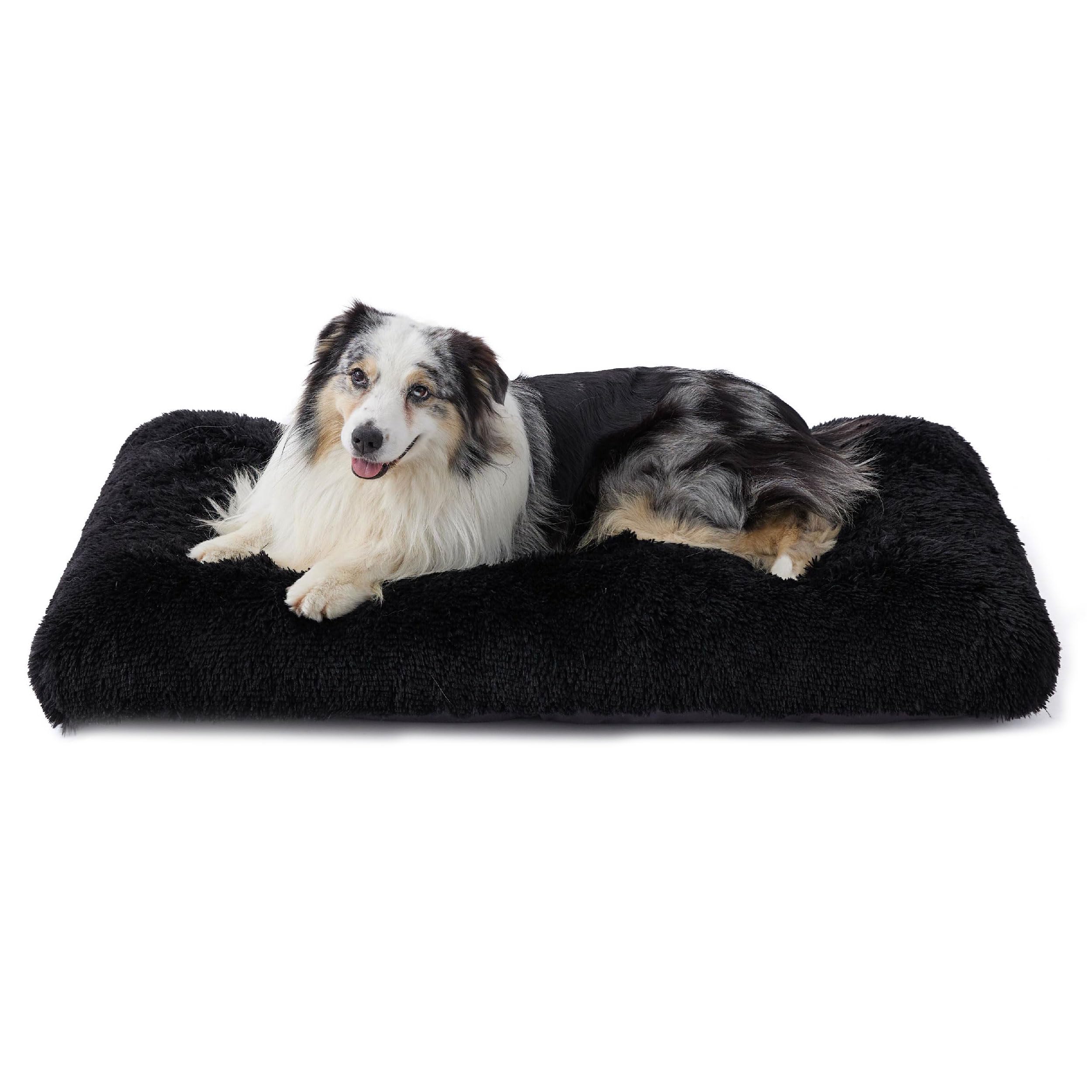 Bedsure Dog Crate Bed Extra Large - XL Fluffy Dog Crate Mattress Washable with Anti Slip Bottom,Anxiety Pillow Cushion for XLarge Pets, Black, 104x69cm