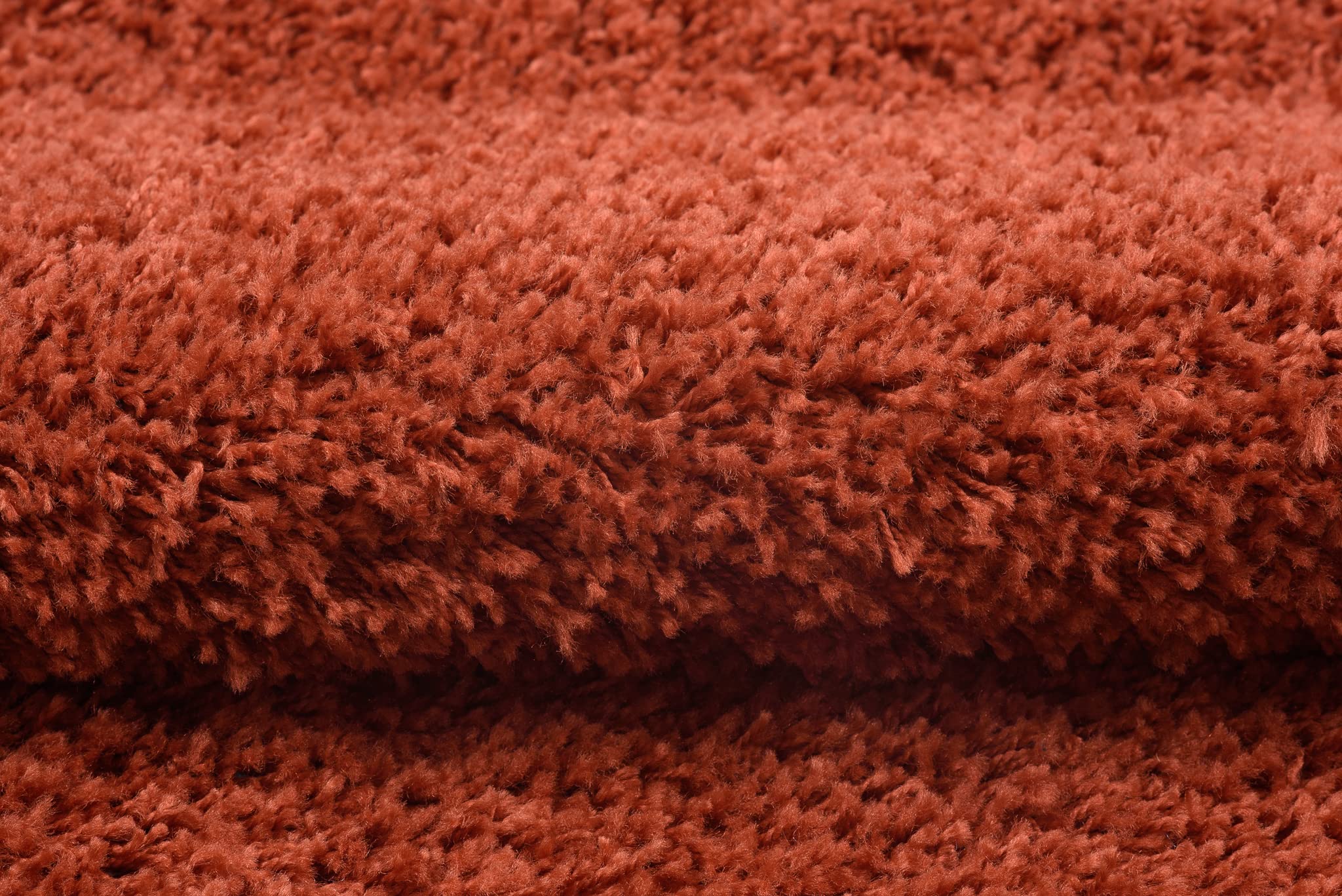 TAPISO Essence Shaggy Alfombra Pelo Largo Moderno Ladrillo Rojo Monocolor Salón Dormitorio Adulto Niño Cama Escritorio Suave Super Suave Grueso Oeko-Tex 160 x 220 cm