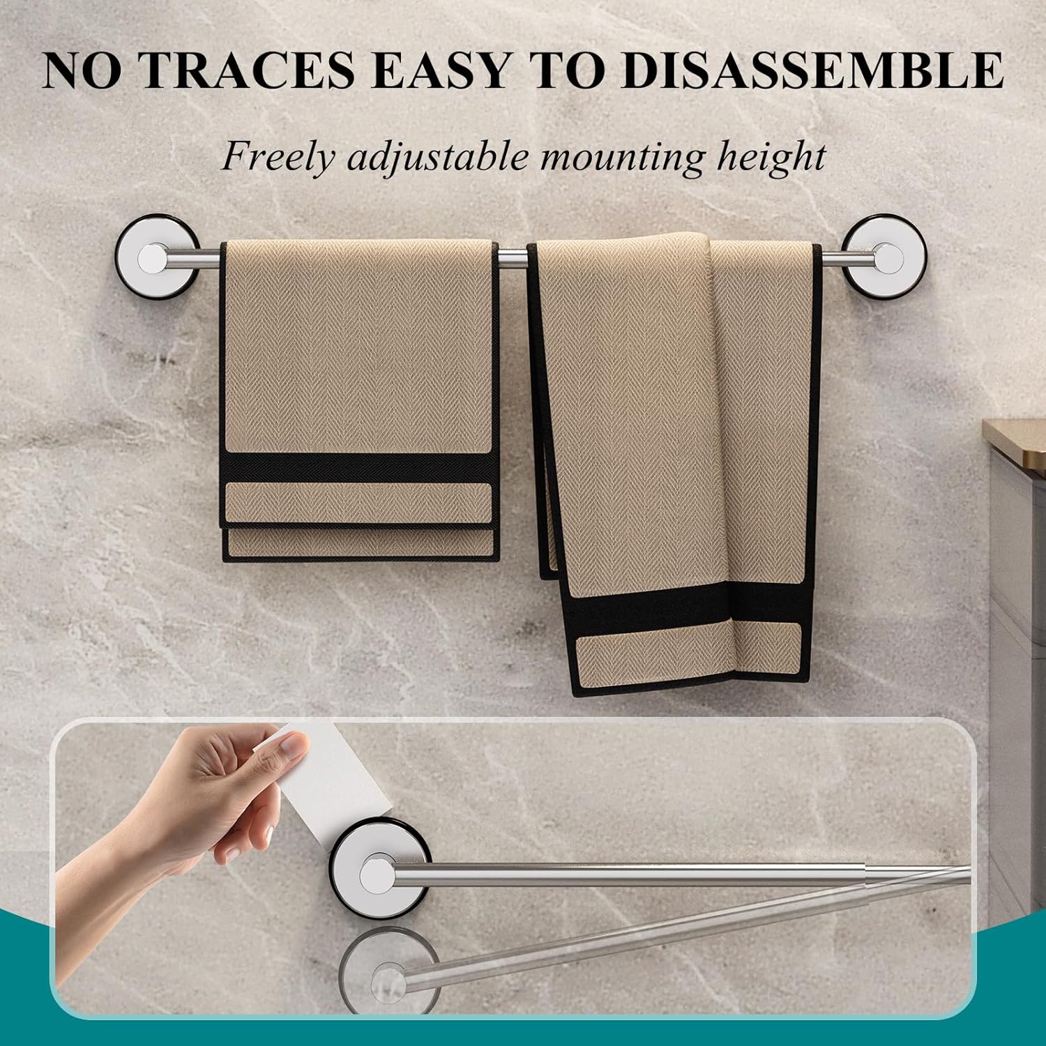 Towel Bar for Bathroom Wall,Adjustable 12~21 Inch Towel Racks for Bathroom Wall Mounted, Towel Holder for Glass Shower Door,Bathroom Accessories,Apparment Essentials,Home Decor-Silver - Image 4