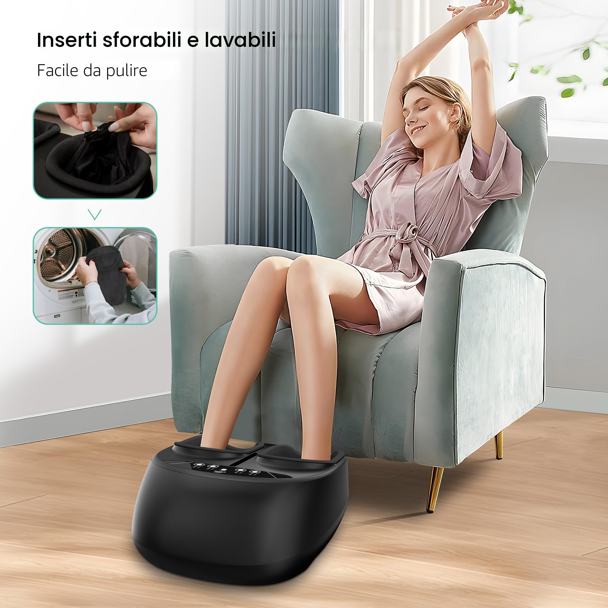 Snailax Massaggiatore per piedi con calore, massaggiatore per piedi con vibrazione, 2 in 1, scaldapiedi con 5 modalità di massaggio, regali calore casa