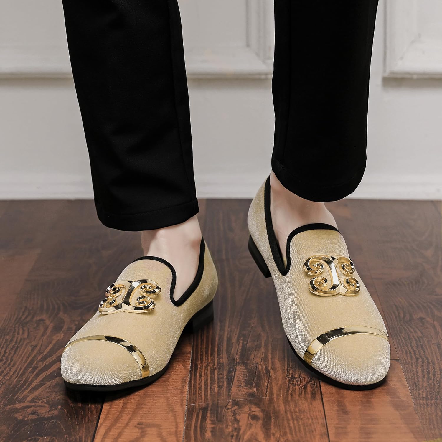 FQEQNQG Men's Fashion Formal Velvet Loafers and Wedding Dress Shoes for Men, Penny Slip-On Smoking Luxury Men Casual Shoes - Image 2