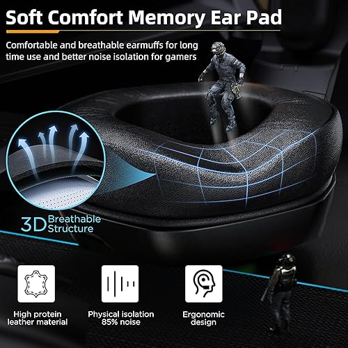 Miniatura 4 de Auriculares para juegos para PS5, PS4, PC, auriculares estéreo con sonido envolvente para juegos con micrófono de cancelación de ruido, auriculares