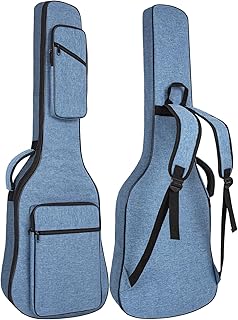 Electric Guitar Bag Gig Bag 0.4in Thick Padding Backpack Soft Guitar Case Adjustable Shoulder Strap with Back Hanger Loop (Multiple Pockets Blue)