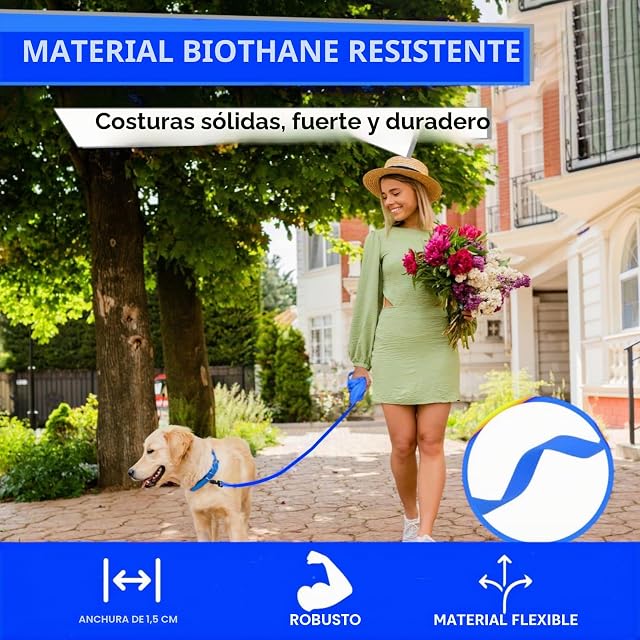 Foto 4 de 8 de Loutep Correa de goma impermeable Biothane de 3 m, 5 m, 10 m, 15 m, 20 m, correa de goma para perros