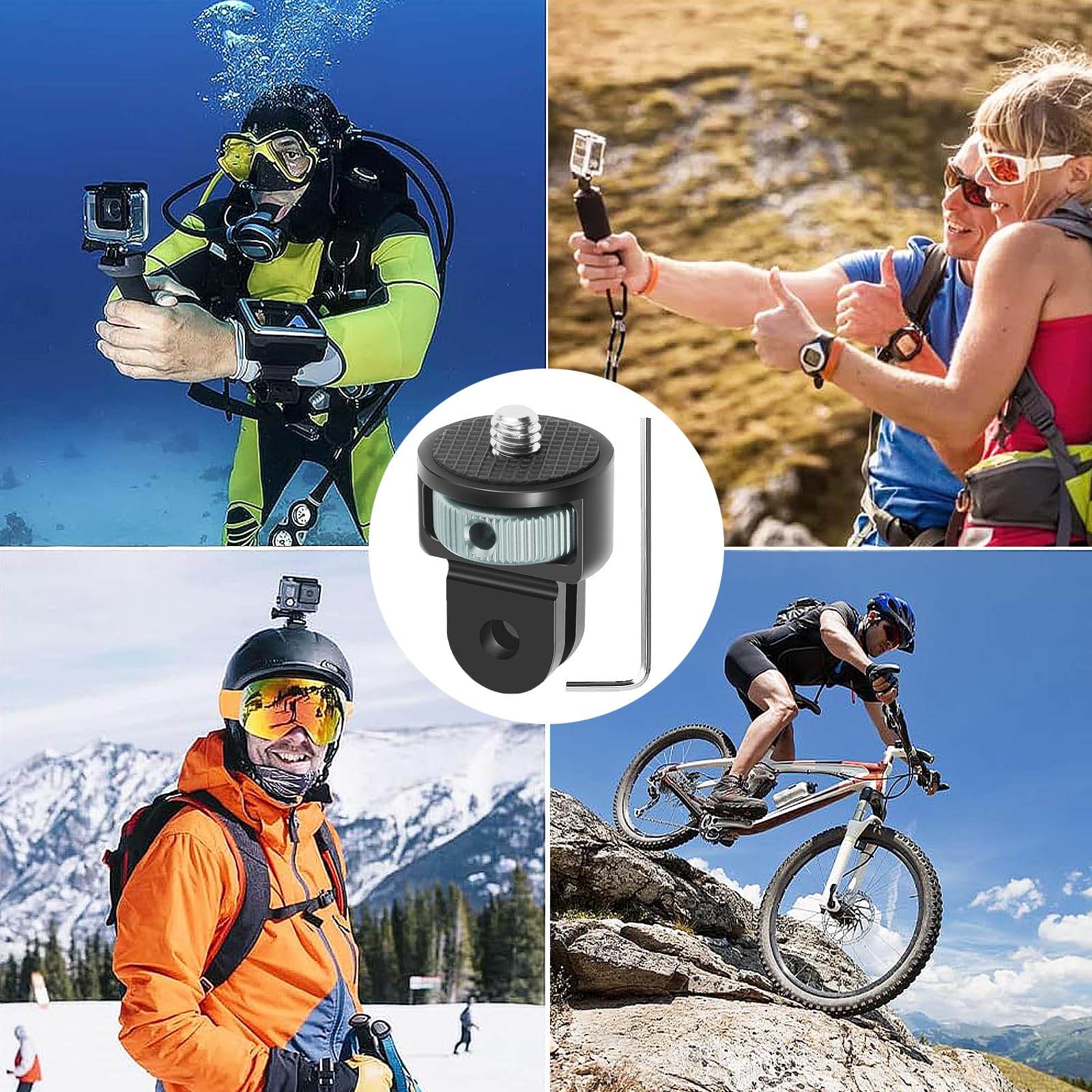 Begpoee 2 Pieces Tripod Adapter, 360° Adjustable Tripod Adapter, 1/4" Aluminum Adapter Camera Mount, Action Camera Mount - Image 2
