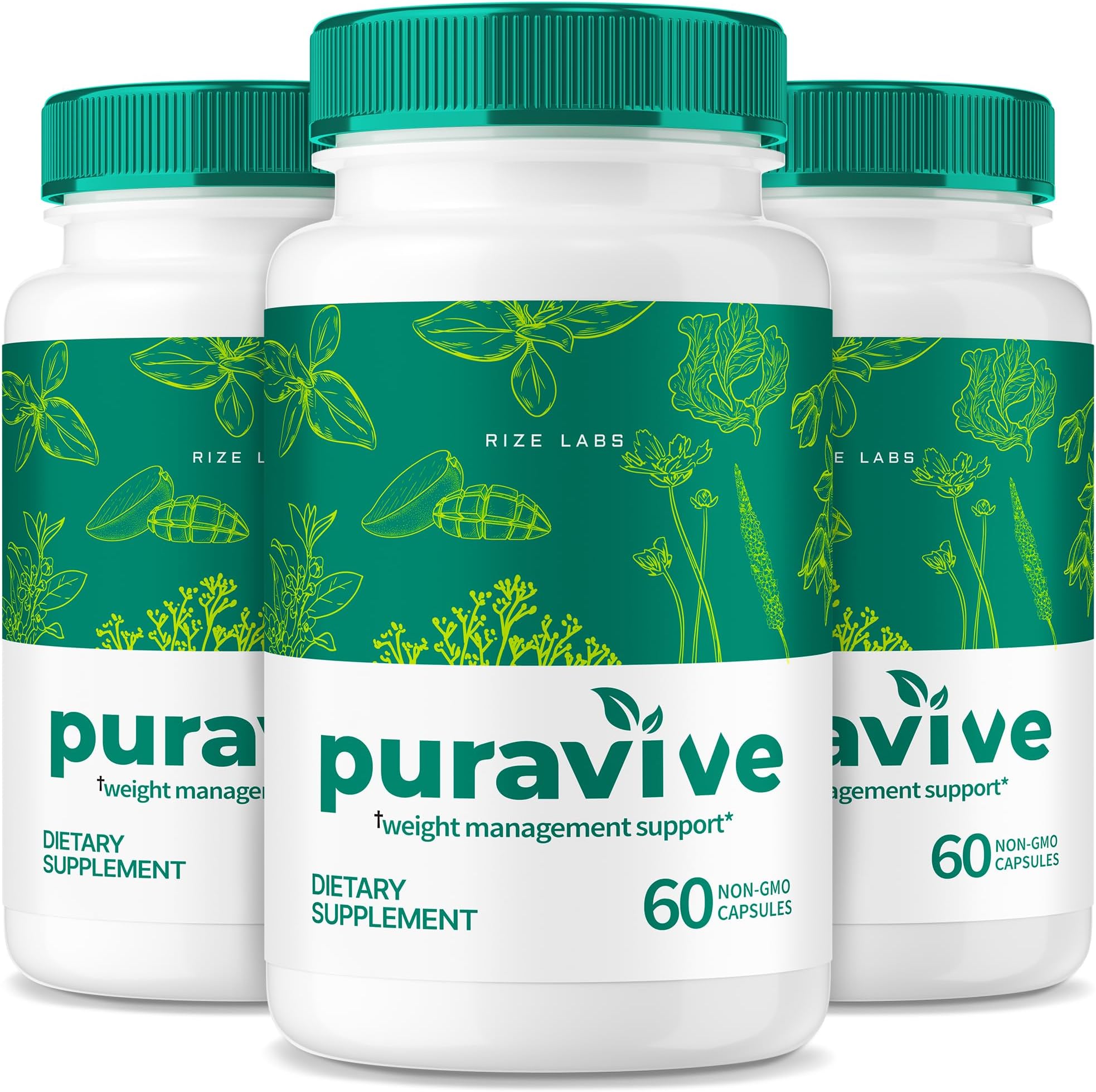 (Pack of 3 Puravive WeightLoss Capsules, Exotic Rice Capsule Reviews, Weight Support BAT Levels, Detox & Cleanse, All-Natural Easy to Swallow Formula (180 Capsules)
