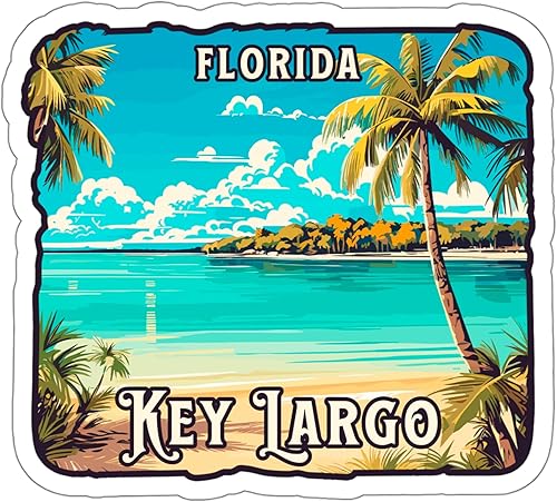 Key Largo - Adhesivo de vinilo resistente a la intemperie de Campamento de Florida, pequeño impermeable para botella de agua, taza, libro de