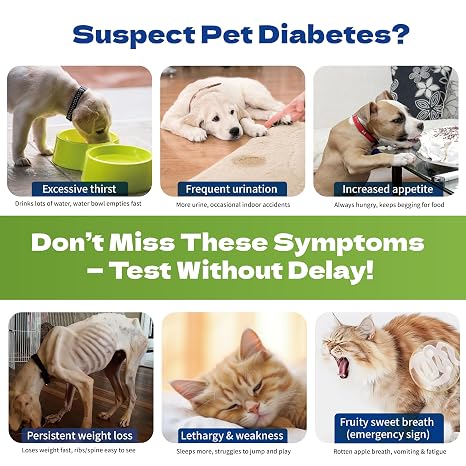 Pet Blood Glucose Monitor for Dogs & Cats, Diabetes Testing Kit with 50 Test Strips, 50 Lancets, Lancing Device, Soft Carrying Case,Accurate Home Pet Blood Glucose Monitoring System 500 Memory