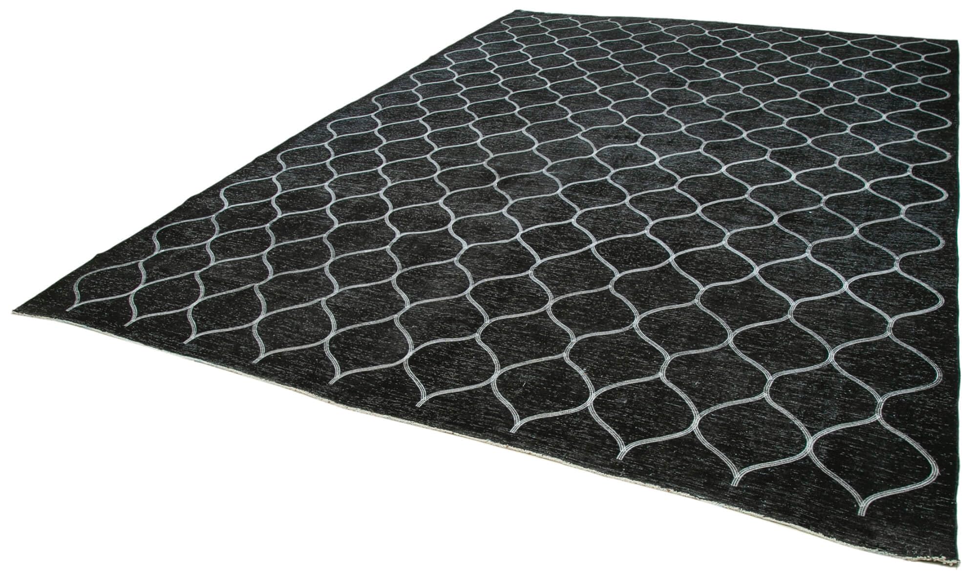 99 x 138 - 297 x 416 Cm Geometric Carpet Black Geometric Bohemian Wool Cotton Handmade Handknotted Vintage
