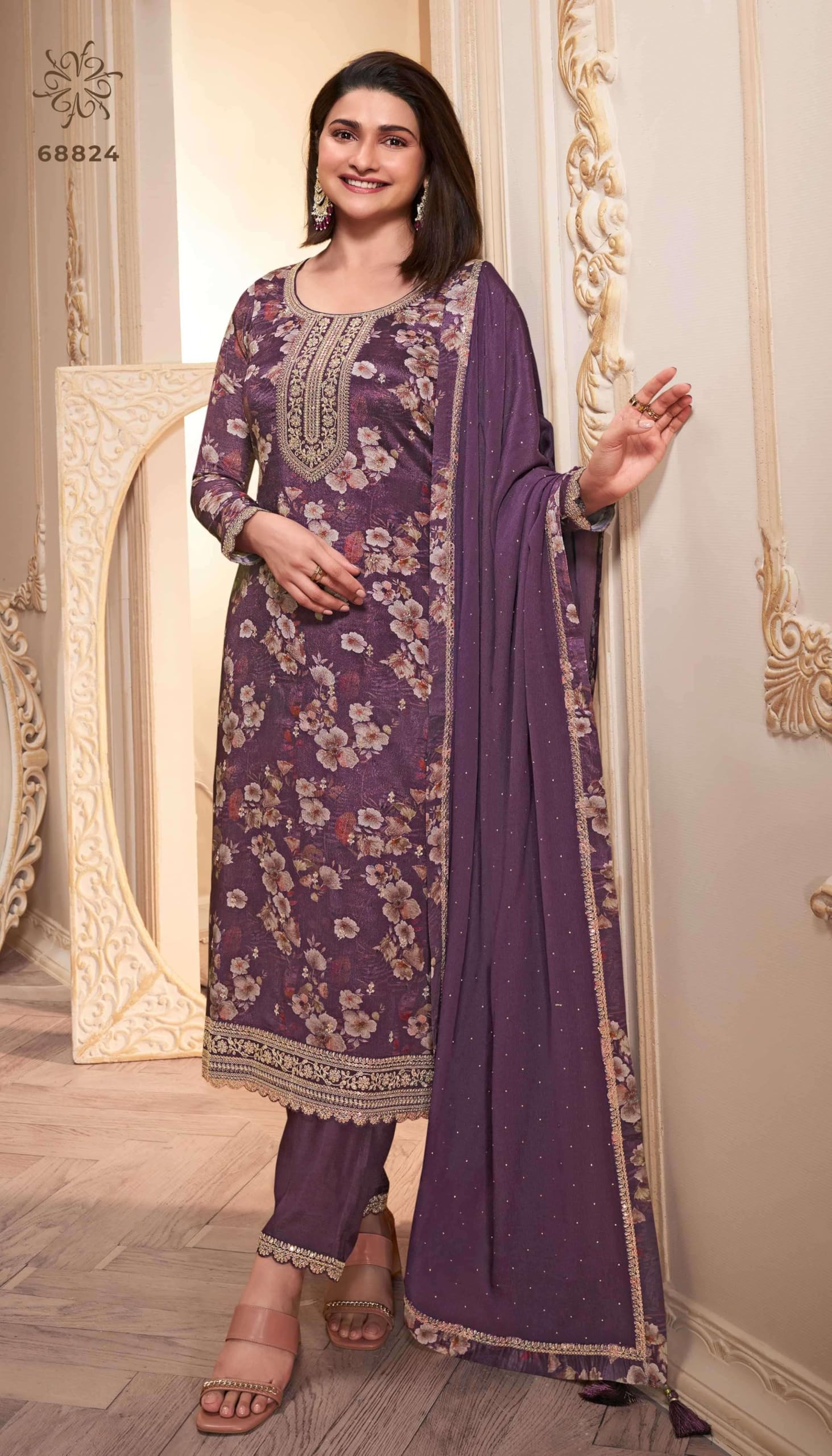 Pantaloni tradizionali da indossare abiti indiani pakistani cuciti Salwar Kameez, Viola, 34