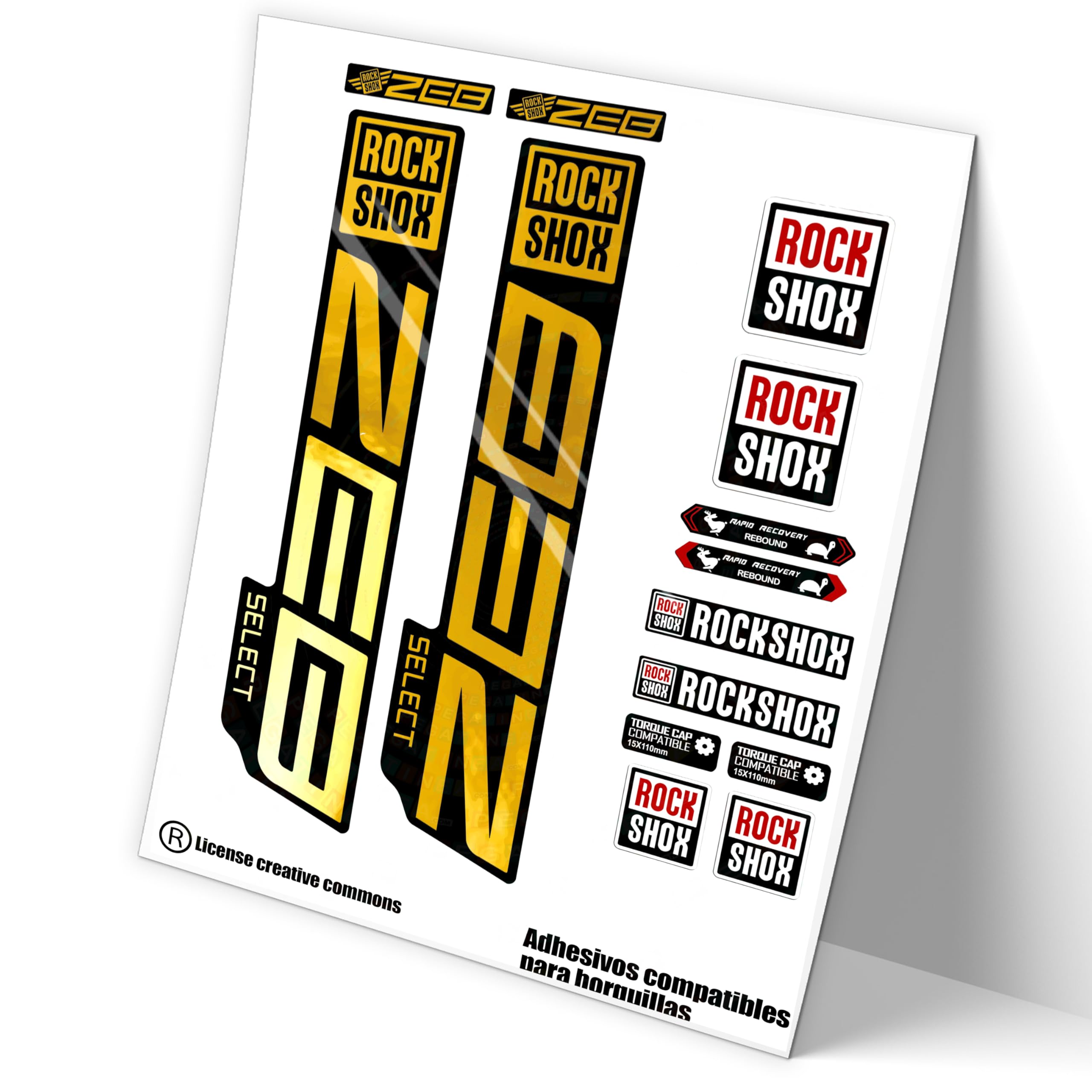 REF:VP447 Rock-Shox ZEB SELECT 2021,2025 MTB Fork Compatible Stickers, Stickers, Stickers, Vinyl Decals for Mountain Bikes (GOLD CHROME)