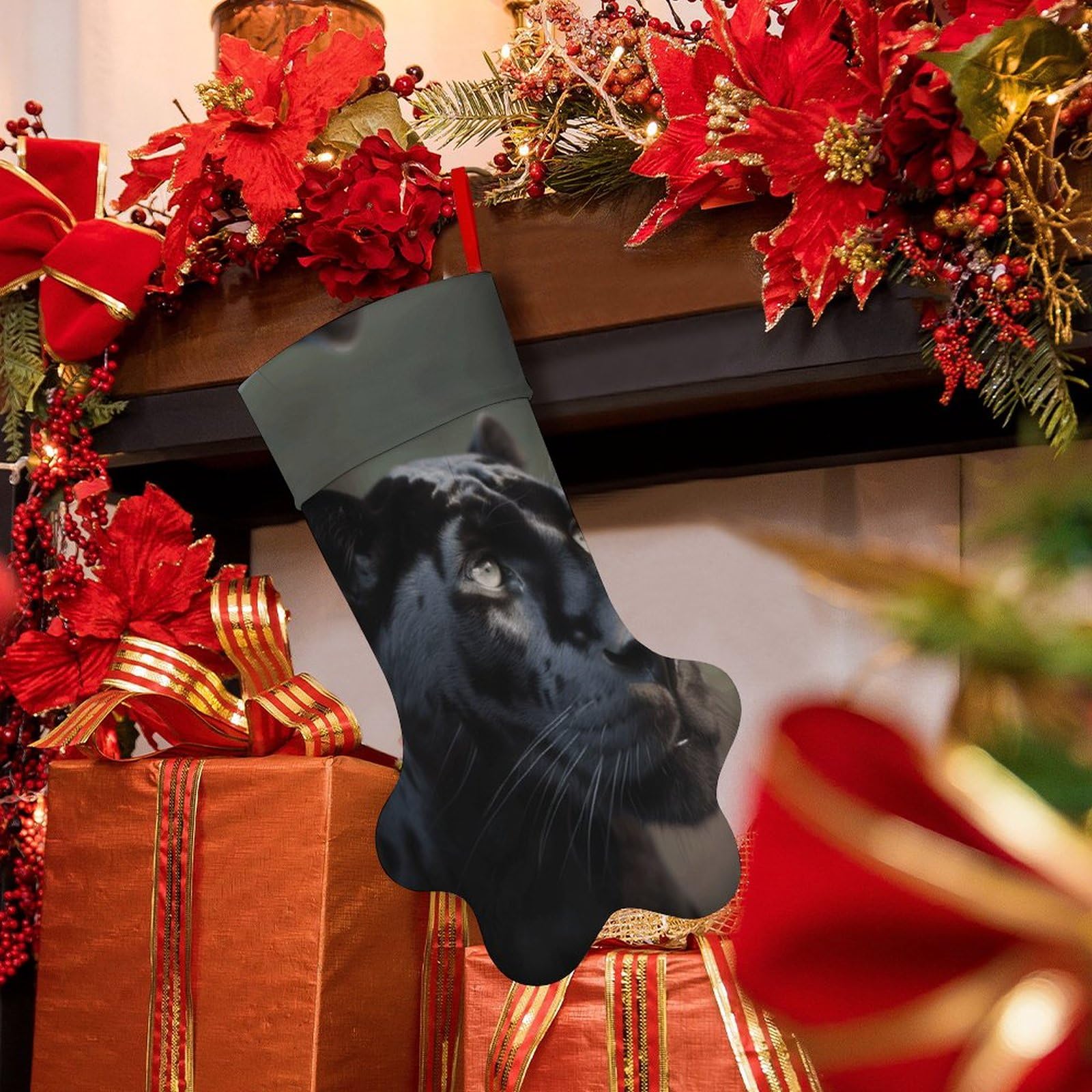 KONTONTY Weihnachtsstrümpfe Mit Katzendesign - Weiße Süßigkeitensocken Für Weihnachtsdekoration