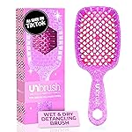 FHI Heat UNbrush Detangling Brush for Pain-Free Brushing on All Wet or Dry Hair Types - Durable DuoFlex Anti-Static Bristles, Lightweight Handle, Vented Hair Brush, Rose Quartz Pink