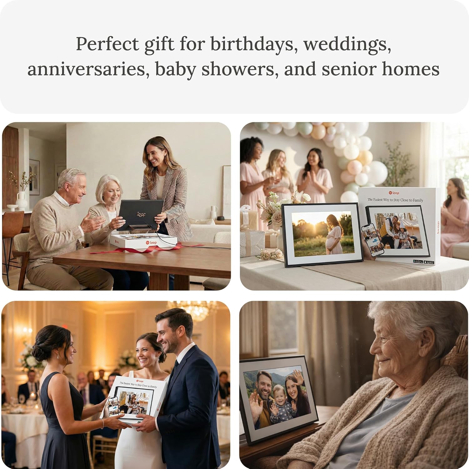 Loop Pro Digital Picture Frame with Wi-Fi Touchscreen 1920x1080 Full HD 10.1-Inch Digital Photo Frame for Home – Text & App Sharing Feature – Easy Use Smart Digital Frame – Smart Home Gift for Family