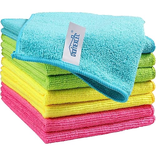 HOMEXCEL Microfiber Cleaning Cloth,8 Pack Cleaning Rag,Cleaning Towels with 4 Color Assorted,11.5"X11.5"(Green/Blue/Yellow/Pink)
