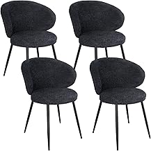 LEWE Chaises de Salle à Manger, Fauteuil Rembourré Inclinable Avec Dossier et Pieds Métalliques, Lot de 4, Pour Coiffeuse et Cuisine