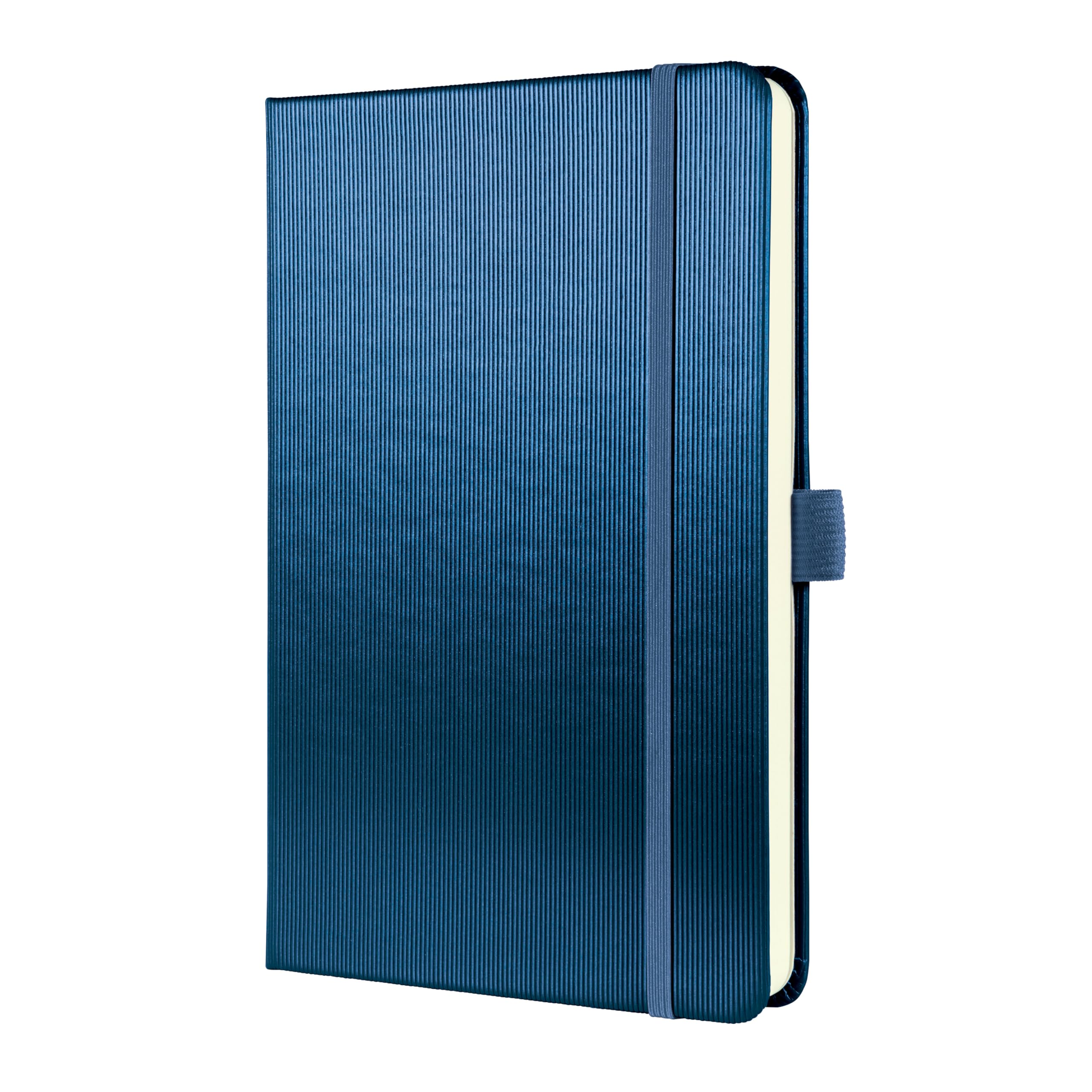 SIGEL CO402 Premium Notizbuch A5 kariert blau metallic, Hardcover, 194 nummerierte Seiten, nachhaltiges Papier, mit Inhaltsverzeichnis, Stiftschlaufe, Falttasche, Gummibandverschluss, Conceptum
