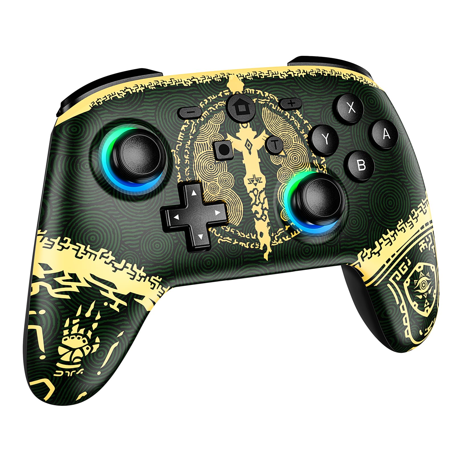 Switch Pro Controller Wireless Gamepad Gelb - Kompatibel mit Nintendo Switch/Switch Lite/Switch OLED, 7 Farben LED, Turbo/Motion Control